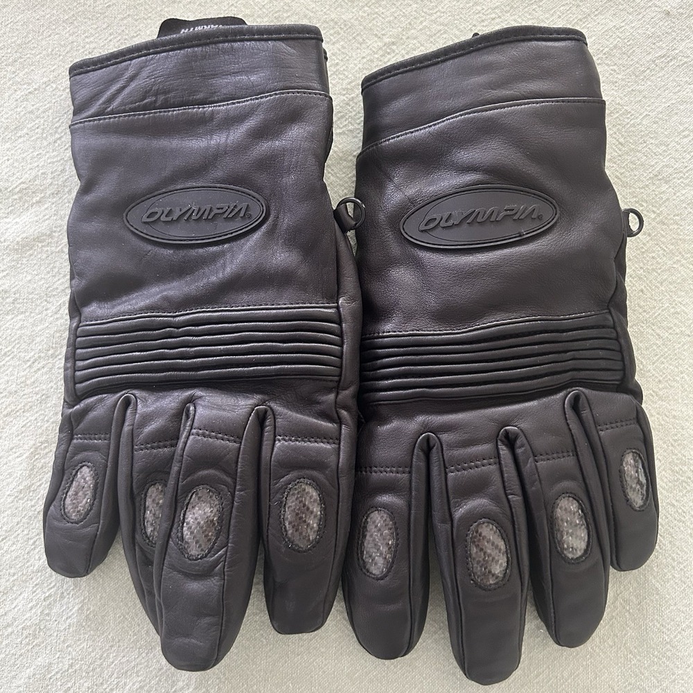 OLYMPIA Sports Men's Large Motorcycle Gloves Black Leather